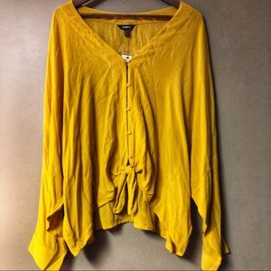 Express Loose Front-Tie Button Up Tunic Blouse NWT